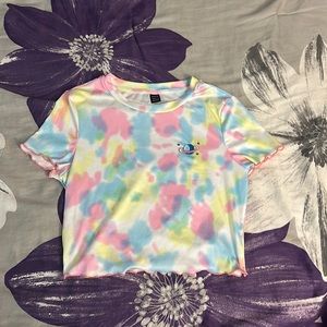 Cute Rainbow Tie Dye Crop Top, SHEIN, child L
